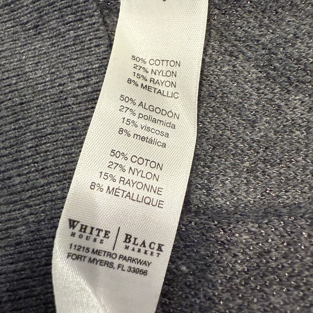 White House Black Market sweater gray bead embellished scoop neck & back SZ XL - Picture 6 of 11